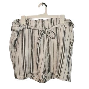 Old Navy Linen Blend Belted Striped Shorts